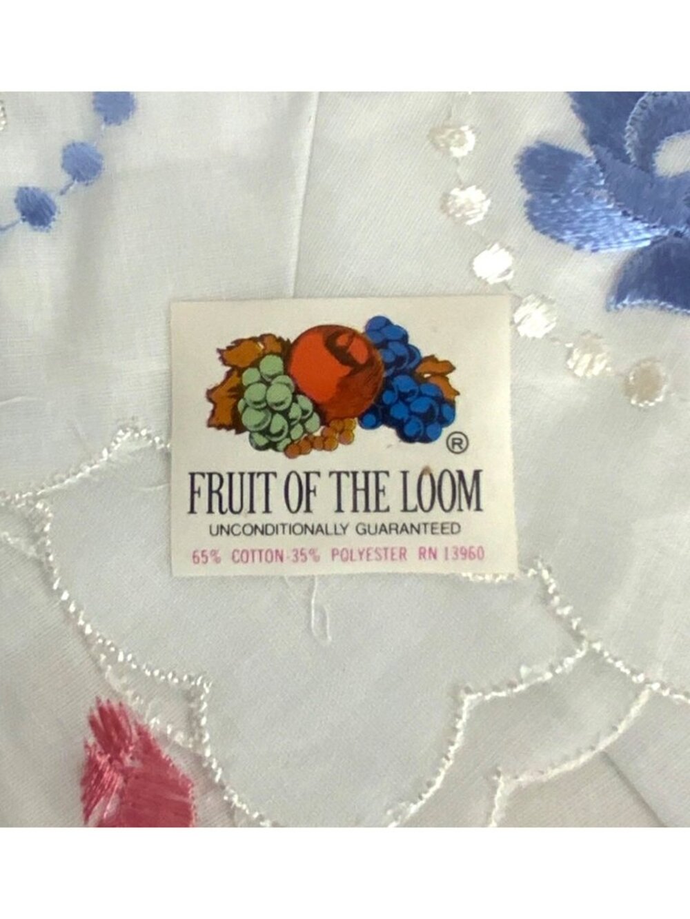 Vintage Fruit Of The Loom Ladies Embroidered Handkerchiefs Set Of 2 Cotton Blend - Picture 4 of 4